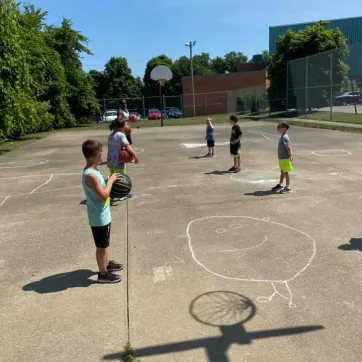 Kids playing basketball